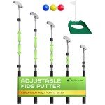 Go For It Golf Kids Putter with Extendable Shaft - Adjustable Size for Junior Golfers - Left and Right Handed - Ideal Training Club for Children, Youth - Includes 4 Pcs Balls - Silver, 17"-35"
