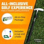 Go For It Golf Kids Putter with Extendable Shaft - Adjustable Size for Junior Golfers - Left and Right Handed - Ideal Training Club for Children, Youth - Includes 4 Pcs Balls - Silver, 17"-35"