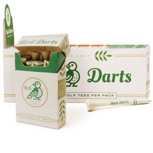 Bird Darts Premium Bamboo Golf Tees | 10 Packs of 18 Wooden Golf Tees in Cigarette-Style Packaging | Durable, Biodegradable 2 ¾ Golf Tees | Golf Tee Holder & Organizer for Stylish, Organized Golfers