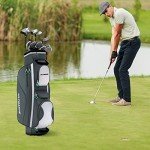 Tangkula Golf Cart Bag with 14 Way Top Dividers, Lightweight Golf Cart Bag with Shoulder Strap, 7 Zippered Pocket, Cooler Bag & Valuable Pocket, Portable Golf Club Bag with Rain Hood/Dust Cover