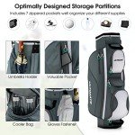 Tangkula Golf Cart Bag with 14 Way Top Dividers, Lightweight Golf Cart Bag with Shoulder Strap, 7 Zippered Pocket, Cooler Bag & Valuable Pocket, Portable Golf Club Bag with Rain Hood/Dust Cover