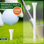 Mudder 2000 Pcs Bamboo Golf Tees Bulk Professional Golf Tees Reduce Friction Side Spin for Club Men Women Kids Accessories(3-1/4 Inch,White)