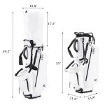 KVV Lightweight Golf Stand Bag with 7 Way Full-Length Dividers, 5 Zippered Pockets, Automatically Adjustable Dual Straps，Elegant Design(White)