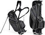 Mayjooy Golf Stand Bag, Portable Carry Golf Bag w/Ergonomic Dual Straps & 6 Way Top Divider, Lightweight Carry Organizer Pocket w/Umbrella Ring, Ideal for Men & Women (Black)