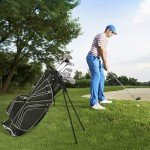 Mayjooy Golf Stand Bag, Portable Carry Golf Bag w/Ergonomic Dual Straps & 6 Way Top Divider, Lightweight Carry Organizer Pocket w/Umbrella Ring, Ideal for Men & Women (Black)