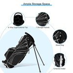 Mayjooy Golf Stand Bag, Portable Carry Golf Bag w/Ergonomic Dual Straps & 6 Way Top Divider, Lightweight Carry Organizer Pocket w/Umbrella Ring, Ideal for Men & Women (Black)