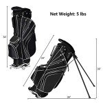 Mayjooy Golf Stand Bag, Portable Carry Golf Bag w/Ergonomic Dual Straps & 6 Way Top Divider, Lightweight Carry Organizer Pocket w/Umbrella Ring, Ideal for Men & Women (Black)
