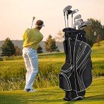 Mayjooy Golf Stand Bag, Portable Carry Golf Bag w/Ergonomic Dual Straps & 6 Way Top Divider, Lightweight Carry Organizer Pocket w/Umbrella Ring, Ideal for Men & Women (Black)