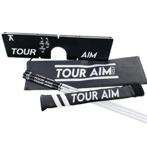Tour Aim 2.0 Golf Training Aid - All-in-One Practice Tool with 3 Alignment Sticks and a Headcover - Dramatically Improve Your Short, Mid, and Long Game - Perfect for Both Righties and Lefties