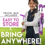 Franklin Sports Golf Set - Youth Adjustable Plastic Golf Club Set - Kids Golf Set with Bag & Balls - Adjustable Length Clubs For Toddlers - Pink