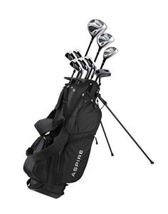 Aspire XD1 Complete Mens Golf Club Set, Includes Titanium Driver, S.S. Fairway, S.S. Hybrid, S.S. 6-PW Irons, Putter, Bag, 3 H/C's, Right & Left Handed Golf Clubs for Men, Blue