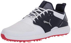 PUMA GOLF mens Ignite Pwradapt Caged Golf Shoe, Puma White-puma Silver-peacoat, 8.5 US