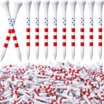 Mudder 600 Pcs 3-1/4" Golf Tees USA Stars and Stripes American Flag Golf Tees Bulk Bamboo Patriotic Golf Tees Long Red White and Blue Golfing Tees for Men Women(Novel)