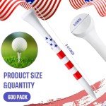 Mudder 600 Pcs 3-1/4" Golf Tees USA Stars and Stripes American Flag Golf Tees Bulk Bamboo Patriotic Golf Tees Long Red White and Blue Golfing Tees for Men Women(Novel)