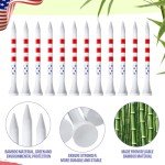 Mudder 600 Pcs 3-1/4" Golf Tees USA Stars and Stripes American Flag Golf Tees Bulk Bamboo Patriotic Golf Tees Long Red White and Blue Golfing Tees for Men Women(Novel)