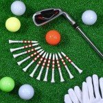 Mudder 600 Pcs 3-1/4" Golf Tees USA Stars and Stripes American Flag Golf Tees Bulk Bamboo Patriotic Golf Tees Long Red White and Blue Golfing Tees for Men Women(Novel)