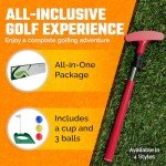 Go for It Golf Kids Putter - Extendable Shaft for Junior Golfers - Adjustable Size for Right and Left Hand - Perfect Training Club for Kids - Includes 3 Balls, Cup with Flag - Red, 17"- 35"