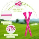 FINGER TEN Bamboo Golf Tees Wood 2 3/4 3 1/4 Inch Wooden Tee Color Bulk 250/500/1000/2000 Count for Men Women Kids (Bright Pink, 500 Count(2 3/4 Inch))