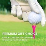 FINGER TEN Bamboo Golf Tees Wood 2 3/4 3 1/4 Inch Wooden Tee Color Bulk 250/500/1000/2000 Count for Men Women Kids (Bright Pink, 500 Count(2 3/4 Inch))