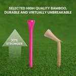 FINGER TEN Bamboo Golf Tees Wood 2 3/4 3 1/4 Inch Wooden Tee Color Bulk 250/500/1000/2000 Count for Men Women Kids (Bright Pink, 500 Count(2 3/4 Inch))