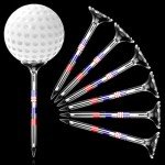 Rionaty 100 Pack Golf Tees 3 1/4'' Plastic Golf Tees Unbreakable American Flag Golf Tees Low Friction Transparent Long Golf Tees Bulk with Big Cup 8 Prongs Golf Accessories for Men