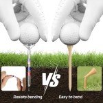 Rionaty 100 Pack Golf Tees 3 1/4'' Plastic Golf Tees Unbreakable American Flag Golf Tees Low Friction Transparent Long Golf Tees Bulk with Big Cup 8 Prongs Golf Accessories for Men