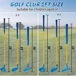 PGM Children's Golf Club Set - Can Hit Real Balls, 3 Pieces Clubs Includes Wood, Iron, and Putter, Great for Beginner Boys and Girls, Instructional Training Set