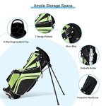 Tangkula Golf Stand Bag with 6 Way Top Dividers, Lightweight Golf Bag with Adjustable Dual Strap & 8 Pockets, Waterproof Rain Hood, Portable for Men Women
