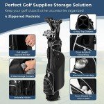 OFFICEJOY Golf Stand Bag, Portable Golf Clubs Bag w/4 Way Dividers, 4 Pockets, Adjustable Shoulder Straps, Pencil Golf Bag w/ 2 Non-Slip Stand, Lightweight Golf Bag for Men Women (Black)