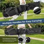 OFFICEJOY Golf Stand Bag, Portable Golf Clubs Bag w/4 Way Dividers, 4 Pockets, Adjustable Shoulder Straps, Pencil Golf Bag w/ 2 Non-Slip Stand, Lightweight Golf Bag for Men Women (Black)