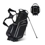T WINSOLOGY Pro Golf Stand Bag, 14 Way Top with Full Length Dividers, Lightweight Carry Bag with Dual Straps, Ergonomic Back Support, 10 Pockets with Cooler & Waterproof Pocket, for Men and Women