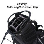 T WINSOLOGY Pro Golf Stand Bag, 14 Way Top with Full Length Dividers, Lightweight Carry Bag with Dual Straps, Ergonomic Back Support, 10 Pockets with Cooler & Waterproof Pocket, for Men and Women