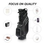 T WINSOLOGY Pro Golf Stand Bag, 14 Way Top with Full Length Dividers, Lightweight Carry Bag with Dual Straps, Ergonomic Back Support, 10 Pockets with Cooler & Waterproof Pocket, for Men and Women