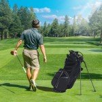T WINSOLOGY Pro Golf Stand Bag, 14 Way Top with Full Length Dividers, Lightweight Carry Bag with Dual Straps, Ergonomic Back Support, 10 Pockets with Cooler & Waterproof Pocket, for Men and Women