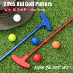 Lenwen 2 Pcs Golf Putter for Men Women Adjustable Length Two Way Putter Right or Left Handed Golfers Mini Golf Club with Practice Balls for Adults(Blue, Red)