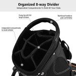 Mayjooy Golf Stand Bag, Portable Golf Bag w/8 Way Dividers, Organized Easy-Storage Stand Bag w/Durable Fabric,Black