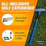 Go For It Golf Kids Putter - Extendable Shaft for Junior Golfers - Adjustable Size for Right and Left Hand - Perfect Training Club for Kids - Includes 3 Balls, Cup with Flag - Blue, 17"-35"