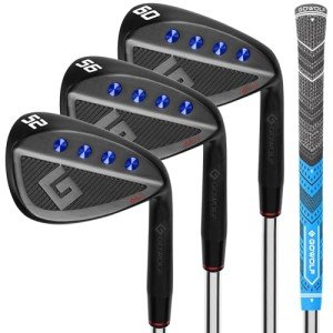 Gowolf Golf Wedges 52, 56, 60 Sets for Men, Premium Forged Full Face Golf Wedges Right Hand, Golf Gap Wedges Sand Wedge Lob Wedge, Golf Clubs CNC Milled Face for More Spin - Great Golf Gifts (Black)