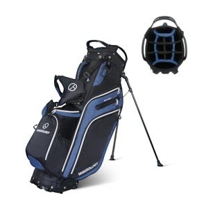T WINSOLOGY Pro Golf Stand Bag, 14 Way Top with Full Length Dividers, Lightweight Carry Bag with Dual Straps, Ergonomic Back Support, 10 Pockets with Cooler & Waterproof Pocket, for Men and Women