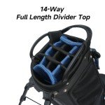 T WINSOLOGY Pro Golf Stand Bag, 14 Way Top with Full Length Dividers, Lightweight Carry Bag with Dual Straps, Ergonomic Back Support, 10 Pockets with Cooler & Waterproof Pocket, for Men and Women