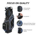 T WINSOLOGY Pro Golf Stand Bag, 14 Way Top with Full Length Dividers, Lightweight Carry Bag with Dual Straps, Ergonomic Back Support, 10 Pockets with Cooler & Waterproof Pocket, for Men and Women