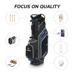 T WINSOLOGY Pro Golf Stand Bag, 14 Way Top with Full Length Dividers, Lightweight Carry Bag with Dual Straps, Ergonomic Back Support, 10 Pockets with Cooler & Waterproof Pocket, for Men and Women