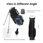 T WINSOLOGY Pro Golf Stand Bag, 14 Way Top with Full Length Dividers, Lightweight Carry Bag with Dual Straps, Ergonomic Back Support, 10 Pockets with Cooler & Waterproof Pocket, for Men and Women