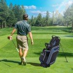 T WINSOLOGY Pro Golf Stand Bag, 14 Way Top with Full Length Dividers, Lightweight Carry Bag with Dual Straps, Ergonomic Back Support, 10 Pockets with Cooler & Waterproof Pocket, for Men and Women