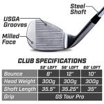 GoSports Tour Pro Golf Wedge Set - Includes 52 Degree Gap Wedge, 56 Degree Sand Wedge and 60 Lob Wedge Degree in Satin or Black Finish (Right Handed)