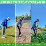 GoSports Tour Pro Golf Wedge Set - Includes 52 Degree Gap Wedge, 56 Degree Sand Wedge and 60 Lob Wedge Degree in Satin or Black Finish (Right Handed)