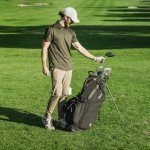 KVV Lightweight Golf Stand Bag with 7 Way Full-Length Dividers, 5 Zippered Pockets, Automatically Adjustable Dual Straps，Elegant Design(Black)