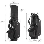 KVV Lightweight Golf Stand Bag with 7 Way Full-Length Dividers, 5 Zippered Pockets, Automatically Adjustable Dual Straps，Elegant Design(Black)