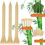 Mudder 2000 Pcs Bamboo Golf Tees Bulk Professional Golf Tees Reduce Friction Side Spin for Club Men Women Kids Accessories(2-3/4 Inch,Natural Wood Color)