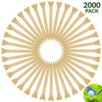 Mudder 2000 Pcs Bamboo Golf Tees Bulk Professional Golf Tees Reduce Friction Side Spin for Club Men Women Kids Accessories(2-3/4 Inch,Natural Wood Color)